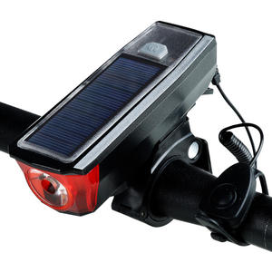 Phare de vélo solaire noir à LED, 4 modes, étanche IPX4, éclairage de nuit, accessoire pour VTT - Product Image 1