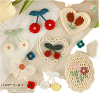 Patch en dentelle brodée à la machine motif fleur de cerisier, autocollant en tissu DIY pour accessoires capillaires et décoration de vêtements