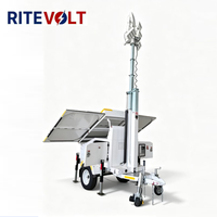 Tour d'éclairage solaire haute puissance en promotion, panneaux solaires monocristallins, 4*100 LED, mât télescopique pour éclairage routier