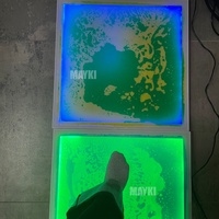 Ensemble de dalles de sol liquides LED à changement de couleur 50x50cm, dalles liquides interactives lumineuses, tapis de sol sensoriel pour la thérapie de l'autisme