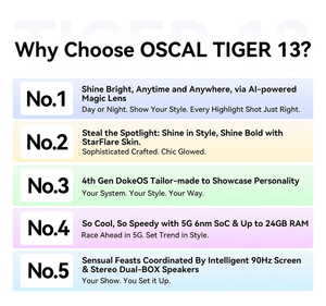 Smartphone Blackview OSCAL TIGER <span class=keywords><strong>13</strong></span> 5G, écran 6,67'', T760, 8 Go + 256 Go, appareil photo IA 50 MP, 5000 mAh, NFC, Android <span class=keywords><strong>14</strong></span> - Product Image 3