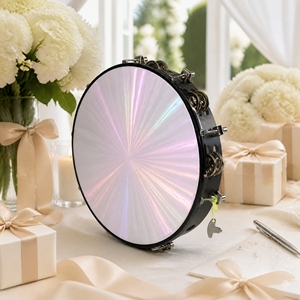 Tambourin à main de 10 pouces avec double rangée de grelots, en ABS, réfléchissant, laser, <span class=keywords><strong>percussion</strong></span> - Product Image 5