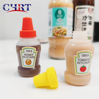 CHRT 25ml Mini Bouteille de Sauce Portable de Voyage pour Ketchup, Tomate, Mayonnaise, Moutarde, Distributeur de Sauce, Petite Bouteille à Presser avec Bouchon à Bec