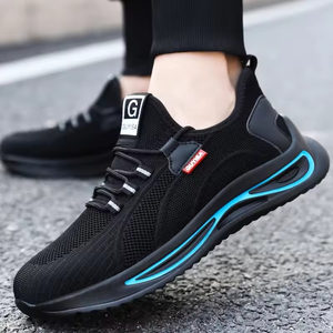 Zapatillas de deporte de malla negra para hombre, transpirables, informales, ligeras, con cordones, para correr - Product Image 6