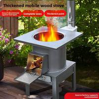 Poêle mobile multifonctionnelle en acier inoxydable de style ancien, à charbon de bois, sans fumée, pour le camping en plein air et l'usage domestique