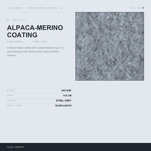 Tessuto Tweed in Lana Alpaca e Merino Grigio Chiaro di Alta Qualità, Doppia Faccia, per Cappotti, Abiti e Vestiti - Product Image 2