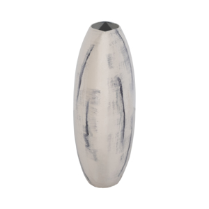 Vaso in Ceramica Rotondo con Finitura Spazzolata Grigia per Arredamento Soggiorno Stile Accent - Product Image 3