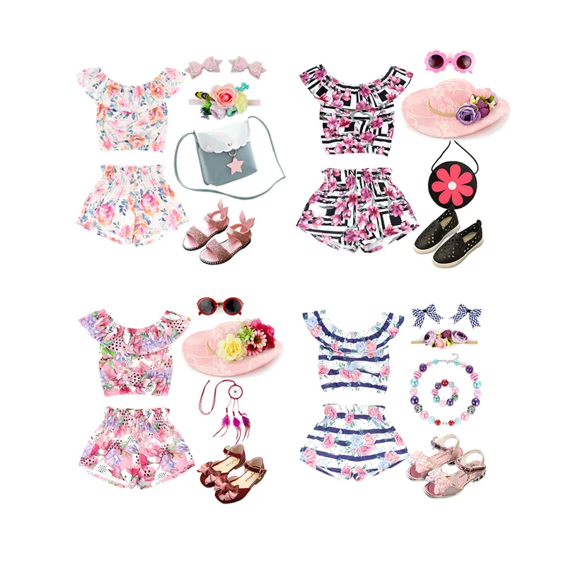 TZ-108-YXG New Style toddler girl clothes pretty floral print wholesale children's boutique clothing