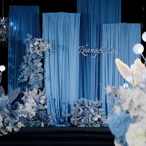 エレガントなストレッチミルクシルクバックドロップ生地青い天井カーテンイベントデコレーション布ウェディングホール用 - Product Image 2