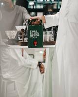 Distributeur de café arabe à emporter personnalisé, sac-dans-boîte isotherme de café Gahwa à emporter, sac de café vert dans un emballage de bavoir de boîte