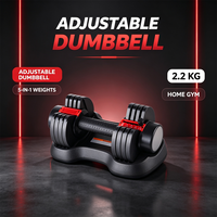 Cadeau de fitness : haltères réglables 5-en-1 avec base de rangement, haltères à réglage rapide de 5 à 25 lb pour la salle de sport à domicile