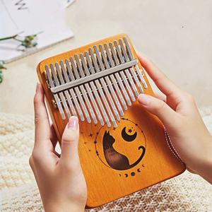Piano à pouces 17 tons de haute qualité en bois de rose avec motif lune et chat, instrument de musique portable pour débutants et amateurs de musique - Product Image 3