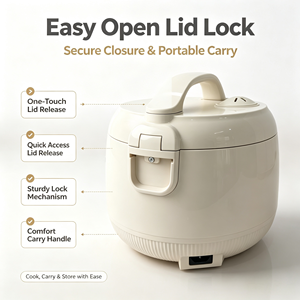 Olla <span class=keywords><strong>Arrocera</strong></span> Eléctrica Portátil de 1.6L-5L con Taza Medidora, Olla de Hierro con Revestimiento Antiadherente, Enchufe Francés de 220V, Carcasa de Plástico Blanca - Product Image 3