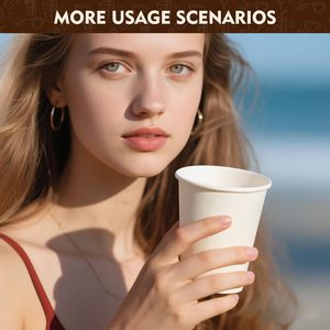 Vasos de Papel Desechables de 12 oz, de Pared Simple, Blancos, de Grado Alimenticio, para Bebidas Calientes, Cafés y Bistrós, para Café/Chocolate Líquido - Product Image 6