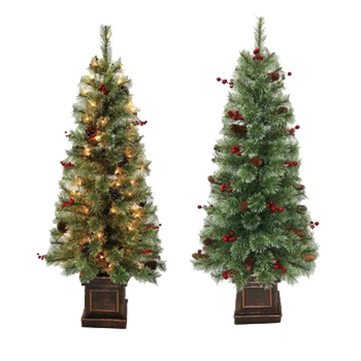 Pre-lit Mixed Harde Needle PVC Potted Artificial Christmas Tree Fire proof Eco Friendly Materials Xmas Tree Free Sample