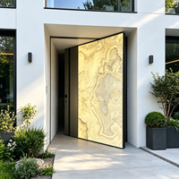 Portail de jardin pivotant en aluminium de luxe, gravé CNC, porte d'entrée extérieure avec serrure intelligente, portail piétonnier surdimensionné sur mesure pour villa