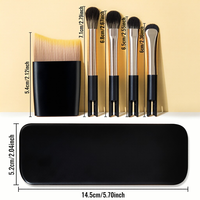 Ensemble de 5 pinceaux de maquillage pour les yeux de haute qualité, portable, avec boîte de rangement à couvercle rabattable et miroir, pinceau double tête pour les détails des yeux et pinceau pour le fond de teint