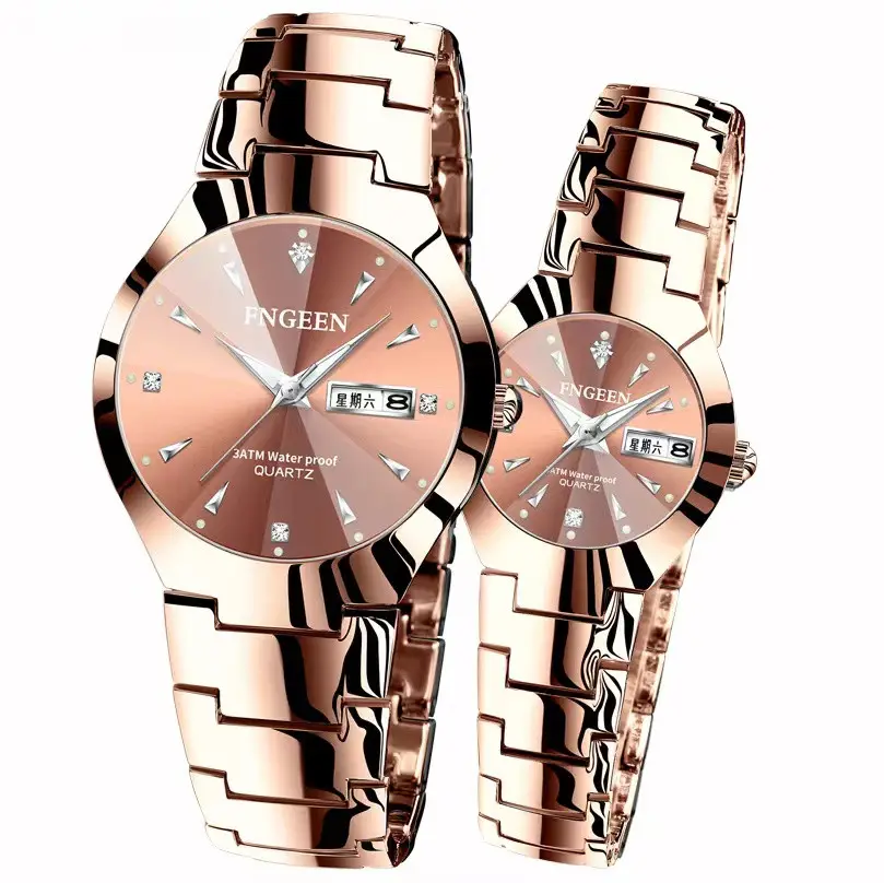 Simple trend of men and women watches couples waterproof metal ultra-thin quartz watch