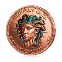 Pièce commémorative Medusa en cuivre pur 999 de 2 oz, couleur 3D en relief, mythologie grecque, pièce en cuivre rouge de 2 oz