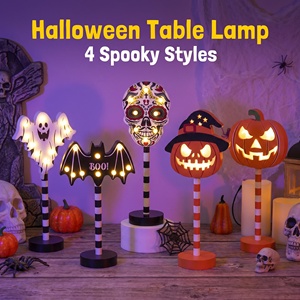 Luz LED nocturna de Halloween, lámpara espeluznante con forma de calabaza, calavera, fantasma y murciélago, funciona con pilas, para decoración de fiestas en casas embrujadas - Product Image 1