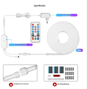 Bande lumineuse LED néon WiFi Graffitismart pour la maison, réglage des couleurs par application, 16 millions de couleurs RGB, lumières en forme de corde - Product Image 3