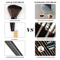 Manche en bois de haute qualité Kit de pinceaux de maquillage de luxe végétalien Marque privée Ensemble de pinceaux de maquillage cosmétique professionnel noir personnalisé