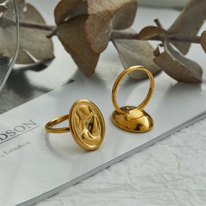 แหวนสแตนเลสชุบทองดีไซน์โค้งรูปไข่ ขายดี - Product Image 2
