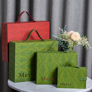 Tiroir coulissant de luxe boîtes de perruque de faveur de mariage emballage de Logo personnalisé emballage de boîte-cadeau de Noël avec poignée en cuir - Product Image 6