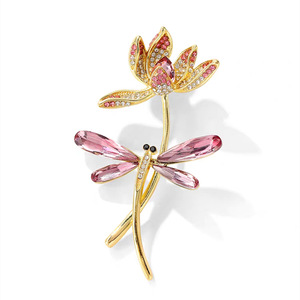 Broche de loto de estilo chino tradicional para mujer, broche de circón rosa de aleación chapada en plata, accesorios, joyería elegante - Product Image 1