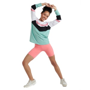 KY定制运动服Femme 2件套瑜伽套装健身房主动穿色块长袖瑜伽衬衫和自行车短裤套装 - Product Image 1