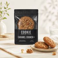 Op maat gemaakte matte zwarte koekjeszak voor bakkerij, biscuit- en snackverpakking, met mat glazen venster, mylar zakje, hersluitbaar ziplock zakje