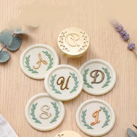 Tête de sceau à cire en laiton massif, motif Épi de blé, 26 lettres de l'alphabet, vente en gros pour la décoration d'enveloppes d'invitations de mariage
