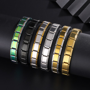 Bracelet épais en acier inoxydable, large, élastique, style chaîne de montre, jonc pour femmes et hommes, nouveau bijou tendance, manchette carrée, cadeaux HY-0025 - Product Image 3