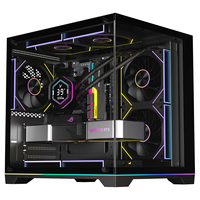 Boîtier PC de bureau Micro-ATX Ruix Carnival S2, vente en gros, tour moyenne, anti-collision, verre trempé, vue complète, pour jeux