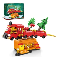 Bloques de Construcción de Plástico 3D para Niños, Diseño de Papá Noel, Reno y Trineo Navideños