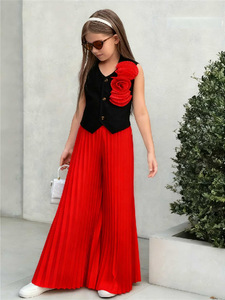 Completo Estivo 2026 <span class=keywords><strong>per</strong></span> Bambine: Set Due Pezzi alla Moda con Gilet Senza Maniche e <span class=keywords><strong>Pantaloni</strong></span> a Vita Alta Plissettati - Product Image 5