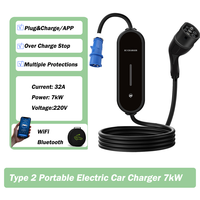 Cargador Portátil para Vehículos Eléctricos XTEVSE XT-ACP101-EU Monofásico GB/T, 32A 7KW, Tipo 2 Rápido, IP54, Pantalla LCD, Corriente Ajustable, Cable de 3m, Nuevo