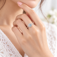 Bague en argent sterling 925 avec moissanite de 1 carat, nouveau modèle, bijoux de luxe, taille réglable, bague de fiançailles pour femmes