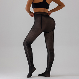Leggings invernali da donna in pile caldo, traspiranti, in maglia, a vita alta, con stampa - Product Image 5