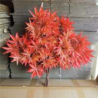 Vente en gros usine – Feuilles d'érable artificielles aux couleurs d'automne, branches d'érable vertes canadiennes, accessoires pour plantes artificielles, matière première