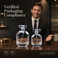 Flacon de parfum en verre de luxe 30ml 50ml 100ml Carré Transparent Fond épais Haute qualité Rechargeable Pompe de pulvérisation Emballage personnalisé