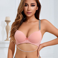 Ensemble soutien-gorge push-up à armatures et culotte en strass russe avec bretelles, rehausse la taille de la poitrine