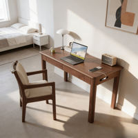 Bureau de maison et de bureau SONA HOME, choix de premier ordre, avec chargeur intégré, design minimaliste wabi-sabi, en bois de caoutchouc, multifonctionnel