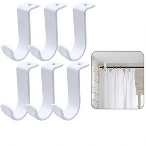 White U Shape Plastic Curtain <b>Hooks</b> with Screws and Anchors for <b>Bathroom</b> Rod Installation - Product Image 3