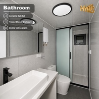 HEYING Maison conteneur pliable moderne de 20 pieds avec revêtement imitation bois, 2 chambres, pour glamping, hébergement, grande terrasse avant, hôtel