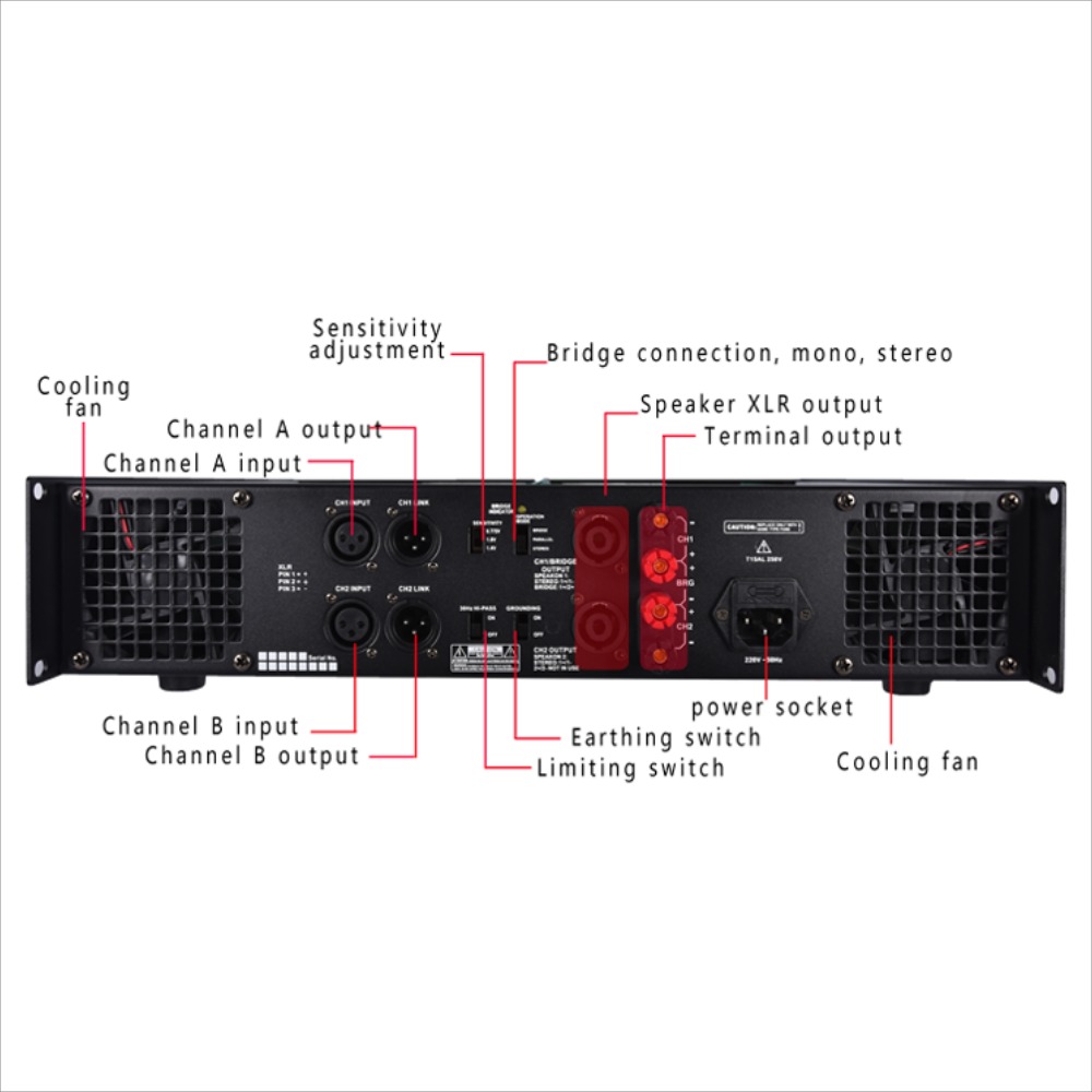 China CA9 Professional Power Amplifier - 600W*2 2U Audio Amp for