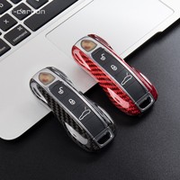 Étui de clé intelligente de voiture en Fiber de carbone pour Porsche Panamera Cayenne Macan Boxste couvercle de clé de voiture accessoires intérieurs étui de clé de voiture