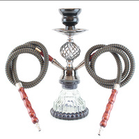 Chicha arabe métallique transfrontalière à double tube, ensemble complet avec tuyau miroir, accessoires pour bar à chicha