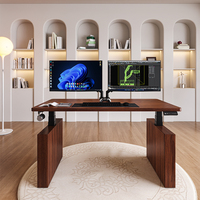Bureau debout électrique modulaire 2026 moderne à double moteur, réglable en hauteur, avec tiroir et finition grain de bois