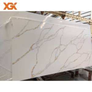 Dalle de pierre de quartz artificielle Calacatta blanche polie 100*150mm, pierre de quartz pour table à manger et plan de travail - Product Image 6